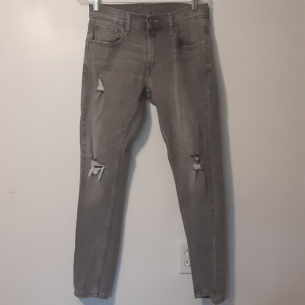 Levi's Men's Skinny Taper Jeans Denim Gray Rock Punk Pants Rap 30x30 Distressed